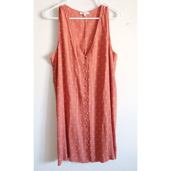 Madewell Pink Polka Dot Sleeveless Dress - Size Large